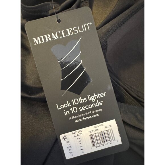 Miracle Suit Black Regatta Size 14 One Piece Swimsuit NWT High Neck - Picture 5 of 13